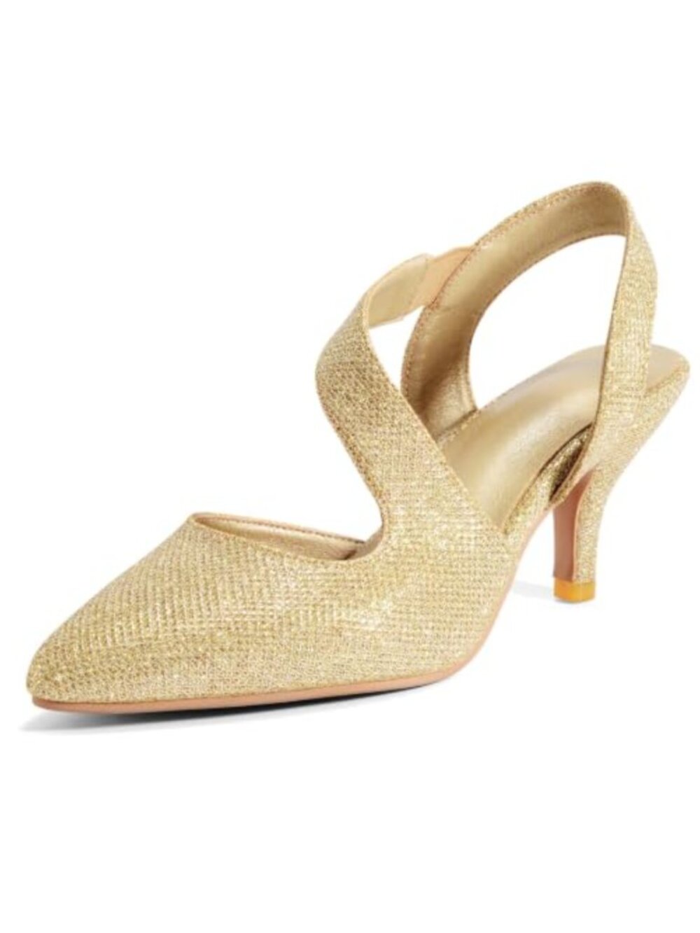 Kitten Heels for Women Sparkle Rhinestone Low Pumps Wedding Dress Shoes
